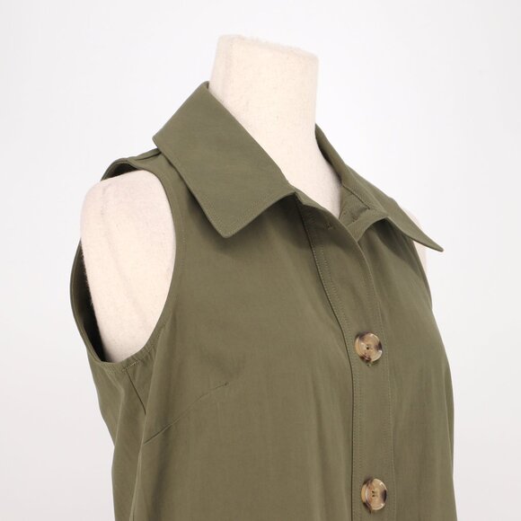 NWT TUCKERNUCK Army Green Sleeveless Chamberlin A-Line Midi Dress Size S - Picture 3 of 10